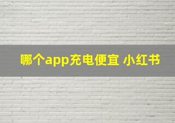 哪个app充电便宜 小红书